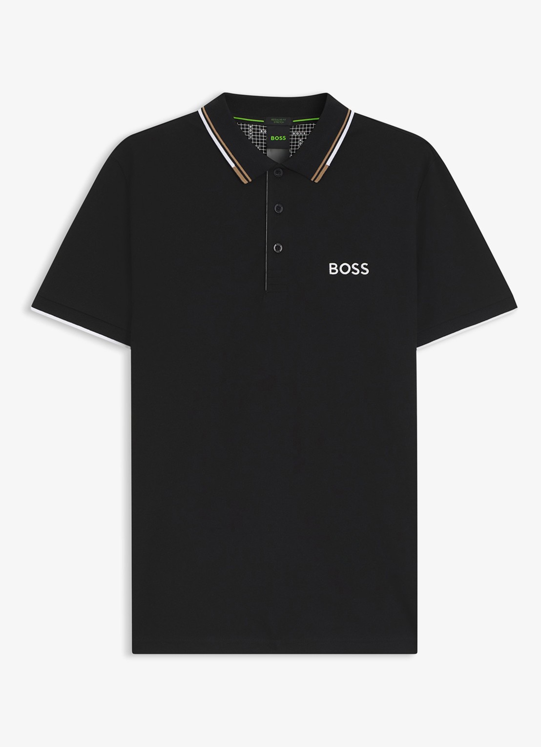 BOSS Paddy regular fit polo van piqué katoen  - voorkant 3 diepzwart