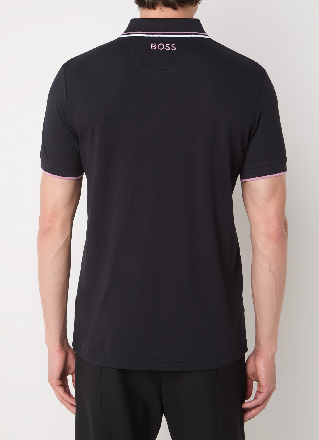 BOSS Paddy regular fit polo van piqué katoen  - achterkant roze