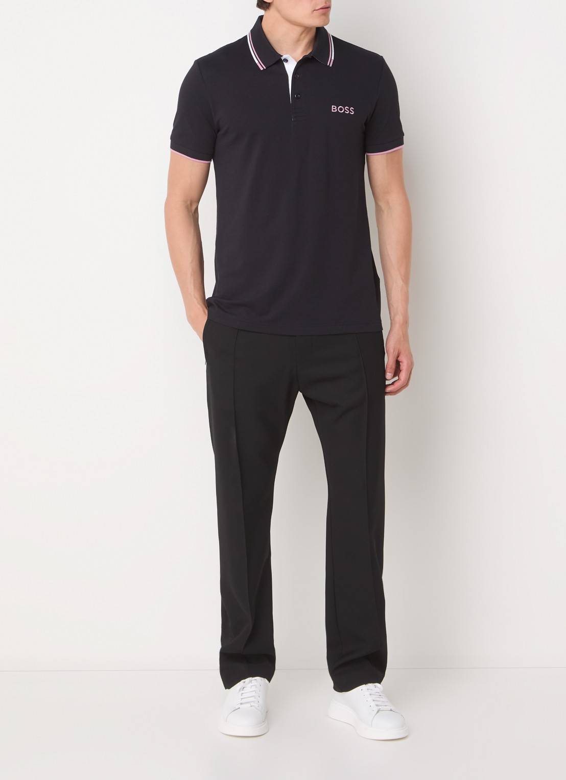 BOSS Paddy regular fit polo van piqué katoen  - voorkant 3 roze