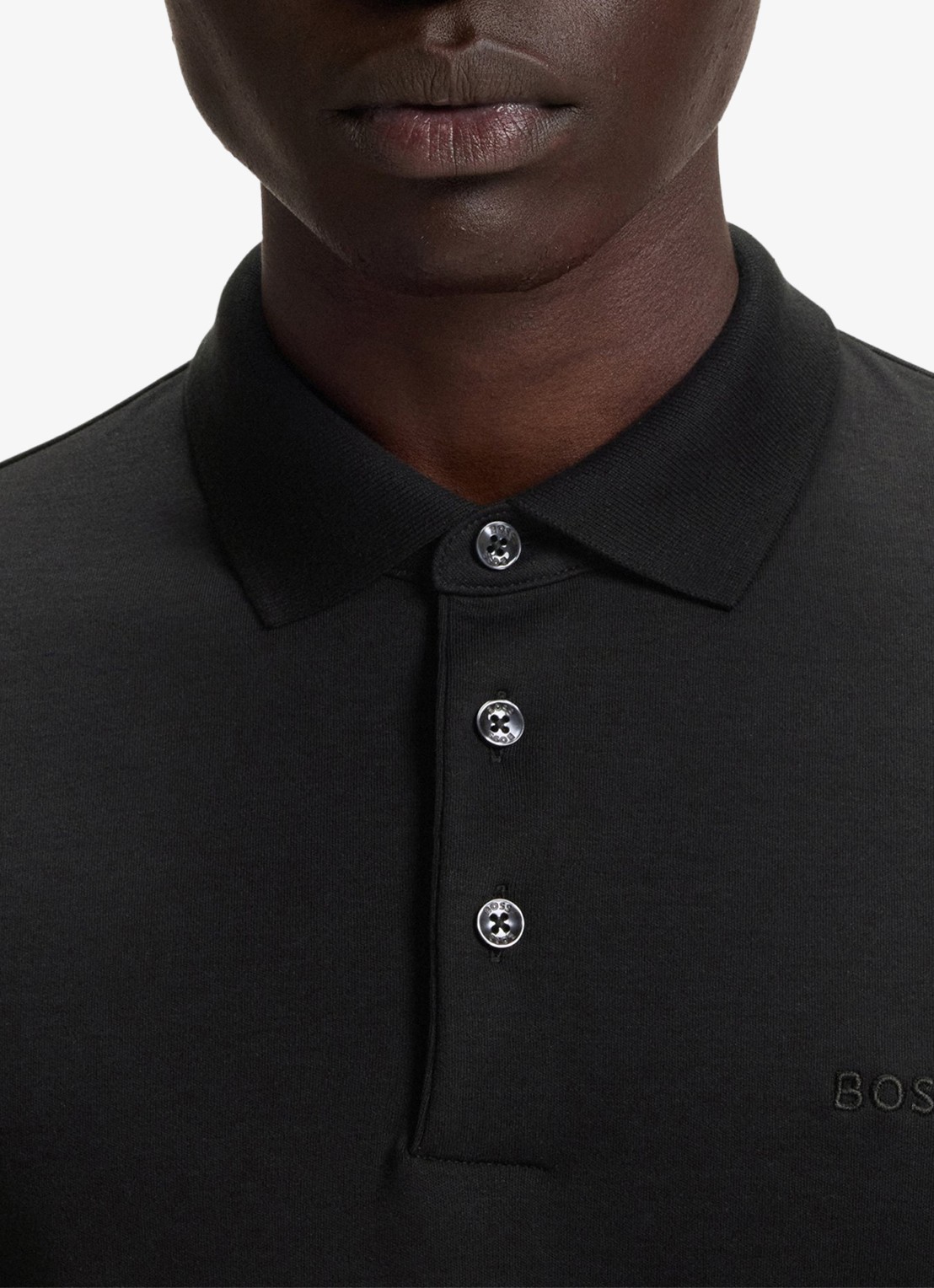 BOSS Pado regular fit polo met logo en stretch  - detail 4 zwart