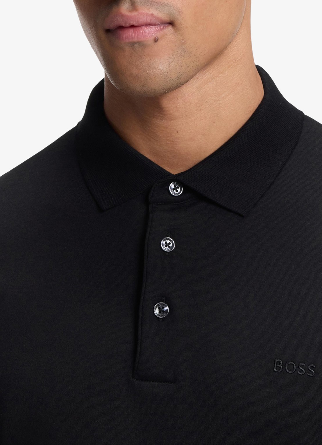 BOSS Pado regular fit polo met logo en stretch  - detail 5 zwart