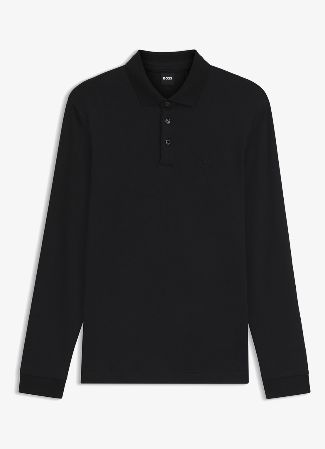 BOSS Pado regular fit polo met logo en stretch  - voorkant zwart