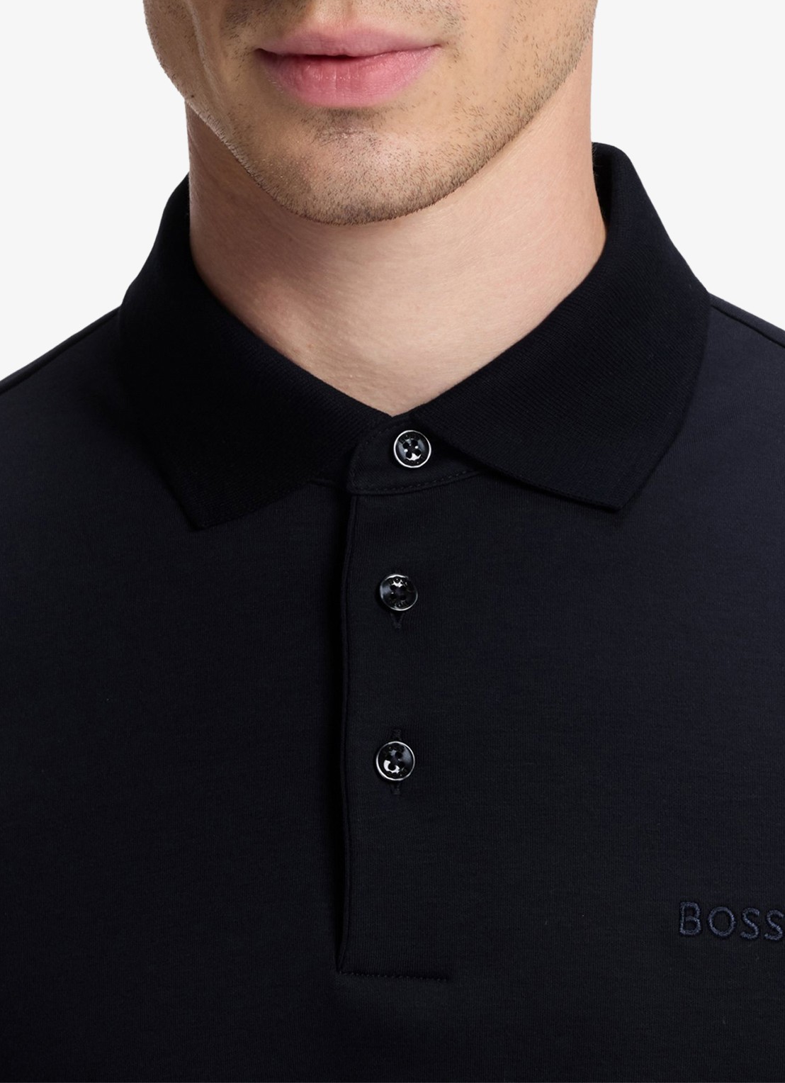 BOSS Pado regular fit polo met logo en stretch  - detail 4 donkerblauw