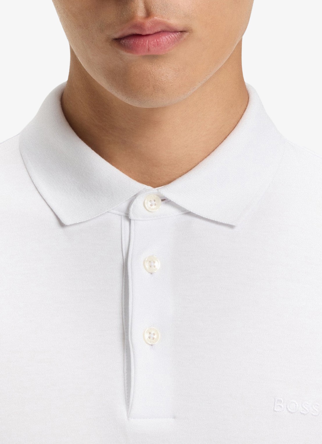 BOSS Pado regular fit polo met logo en stretch  - detail 4 wit