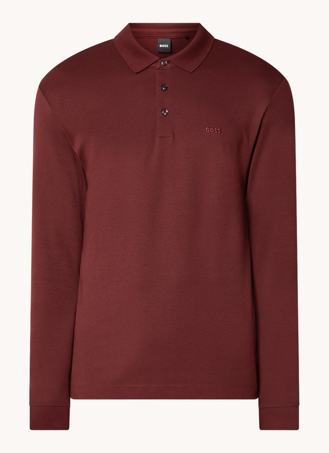 BOSS Pado regular fit polo met logo en stretch  - voorkant donkerrood