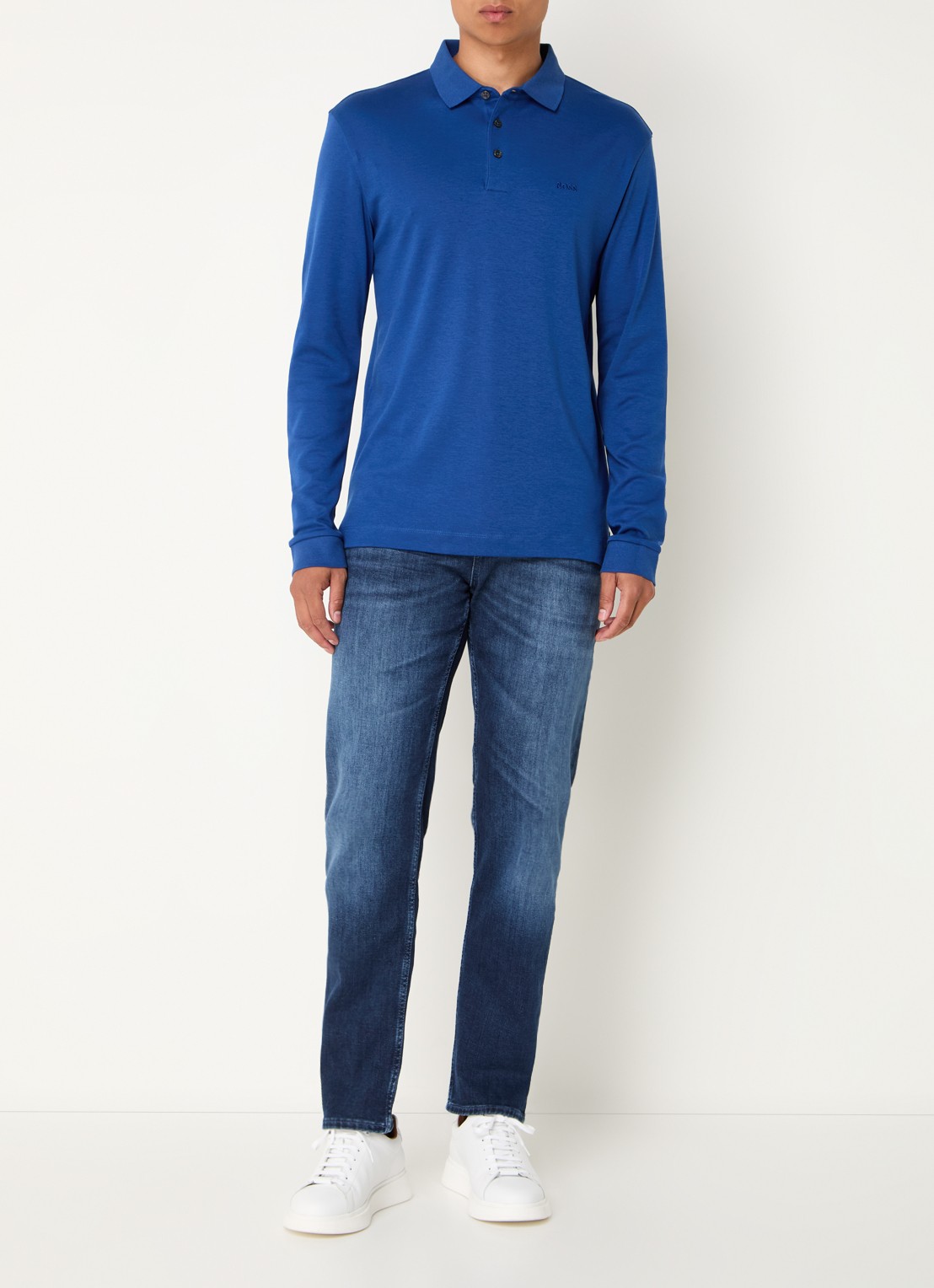 BOSS Pado regular fit polo met logo en stretch  - voorkant 4 royalblauw
