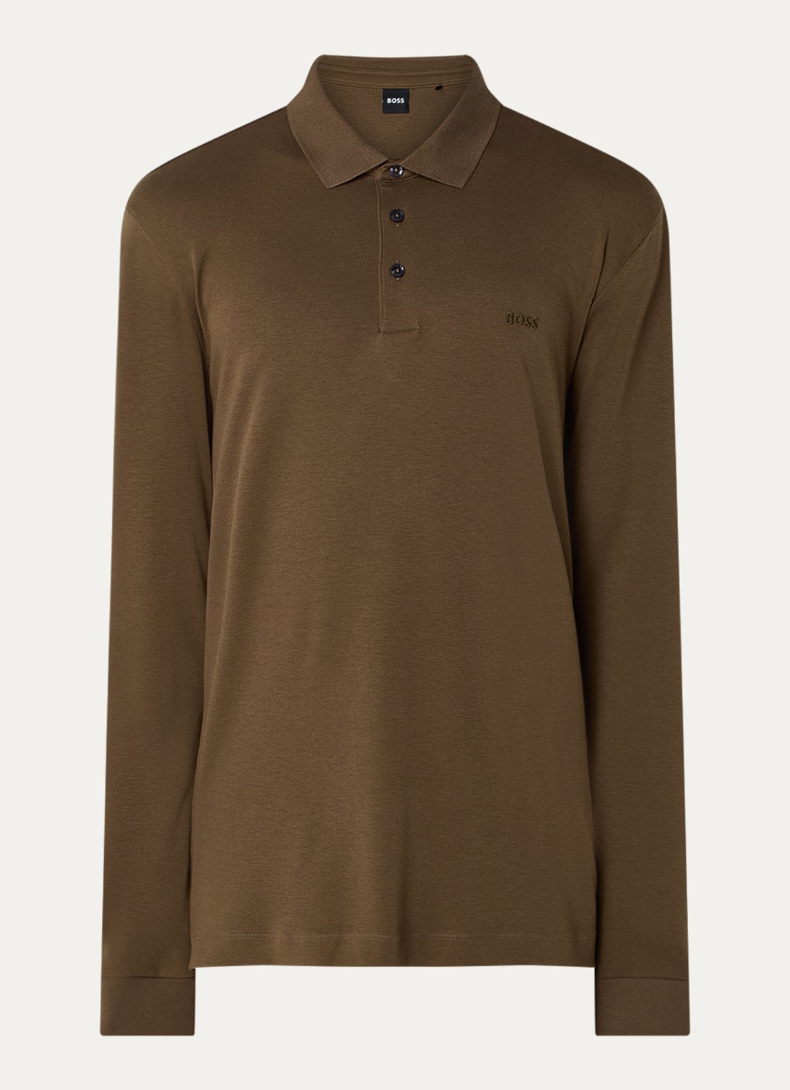 BOSS Pado regular fit polo met logo en stretch  - voorkant 3 mosgroen