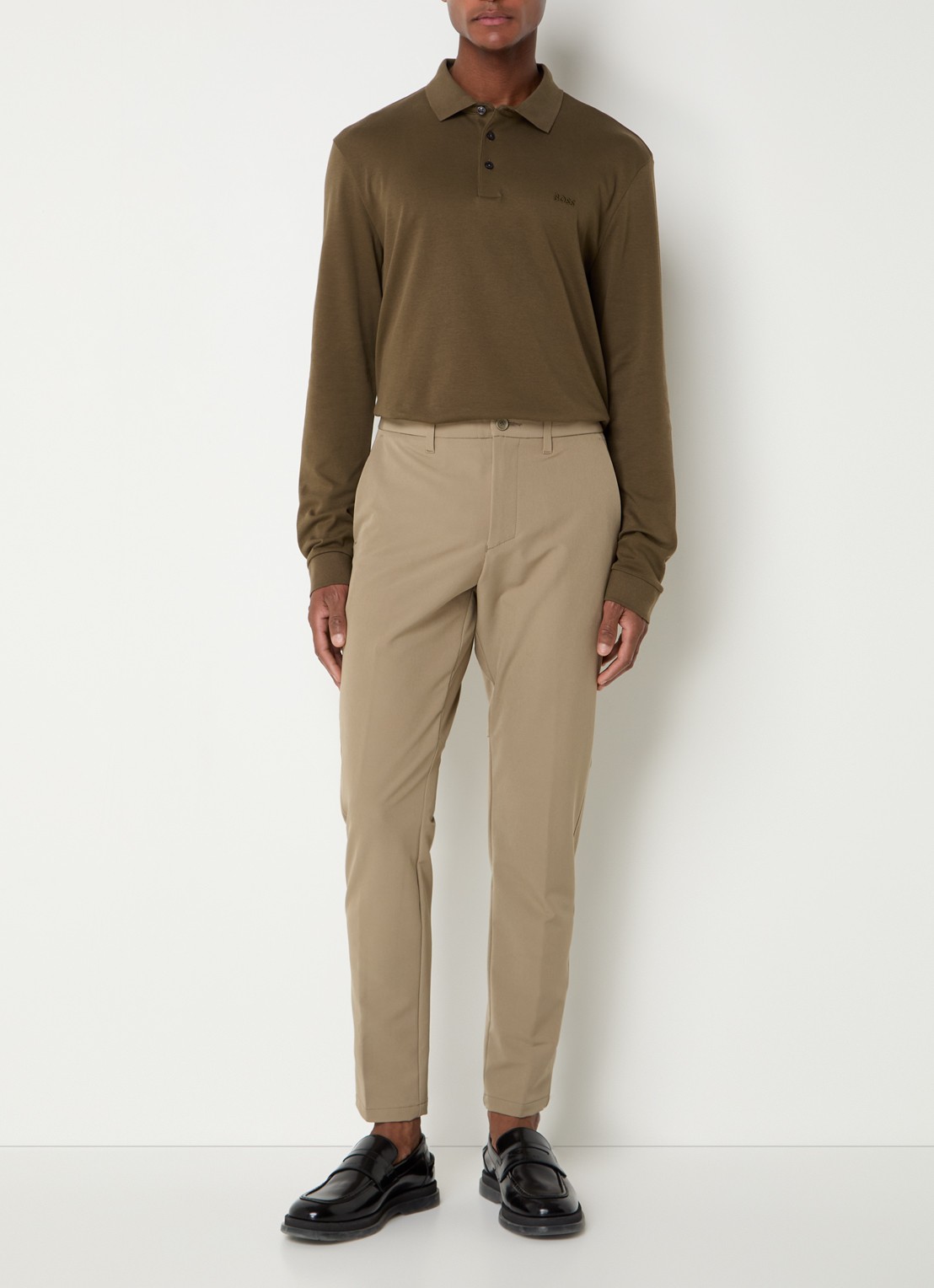 BOSS Pado regular fit polo met logo en stretch  - voorkant 4 mosgroen