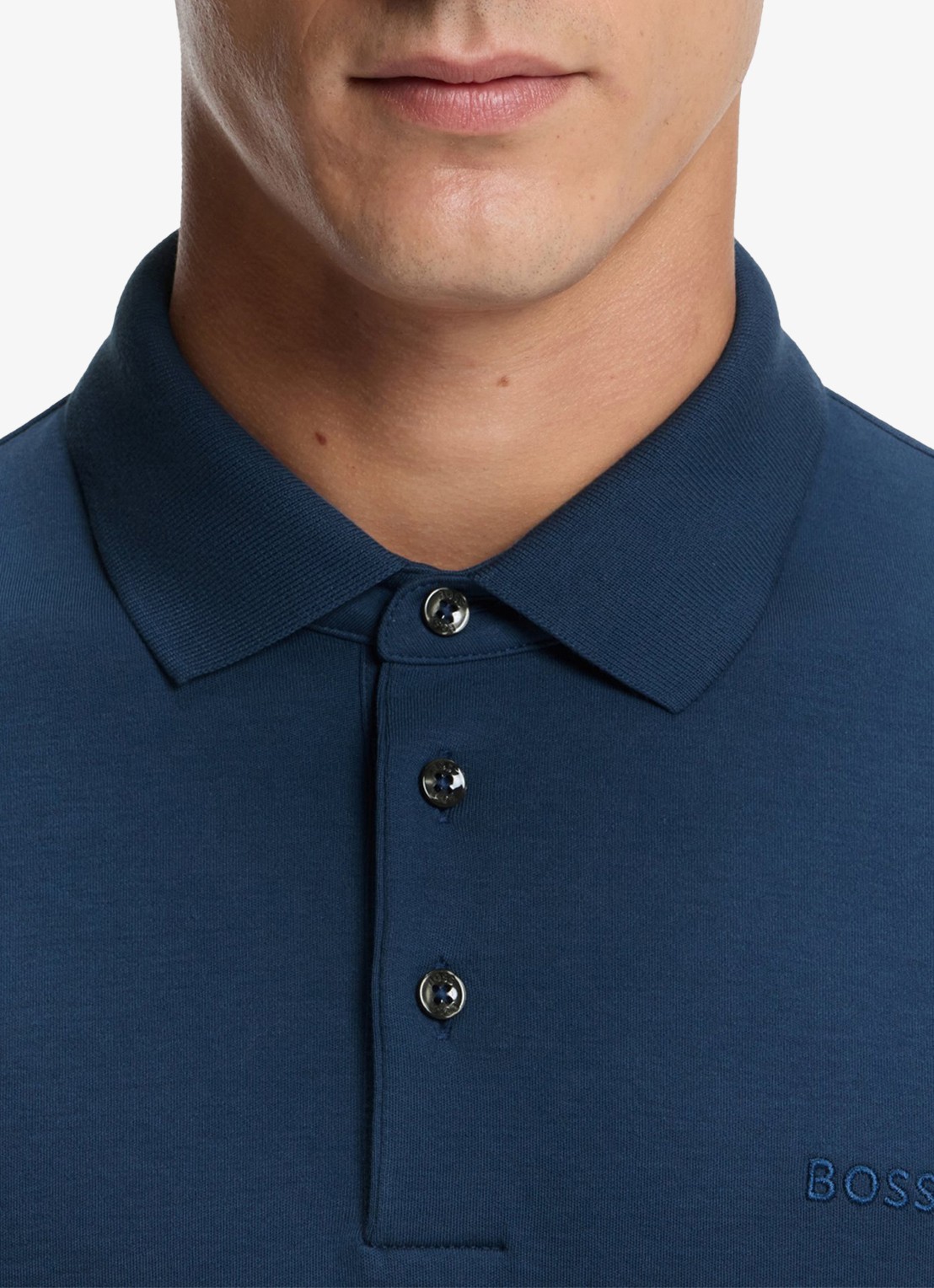 BOSS Pado regular fit polo met logo en stretch  - detail 2 petrol