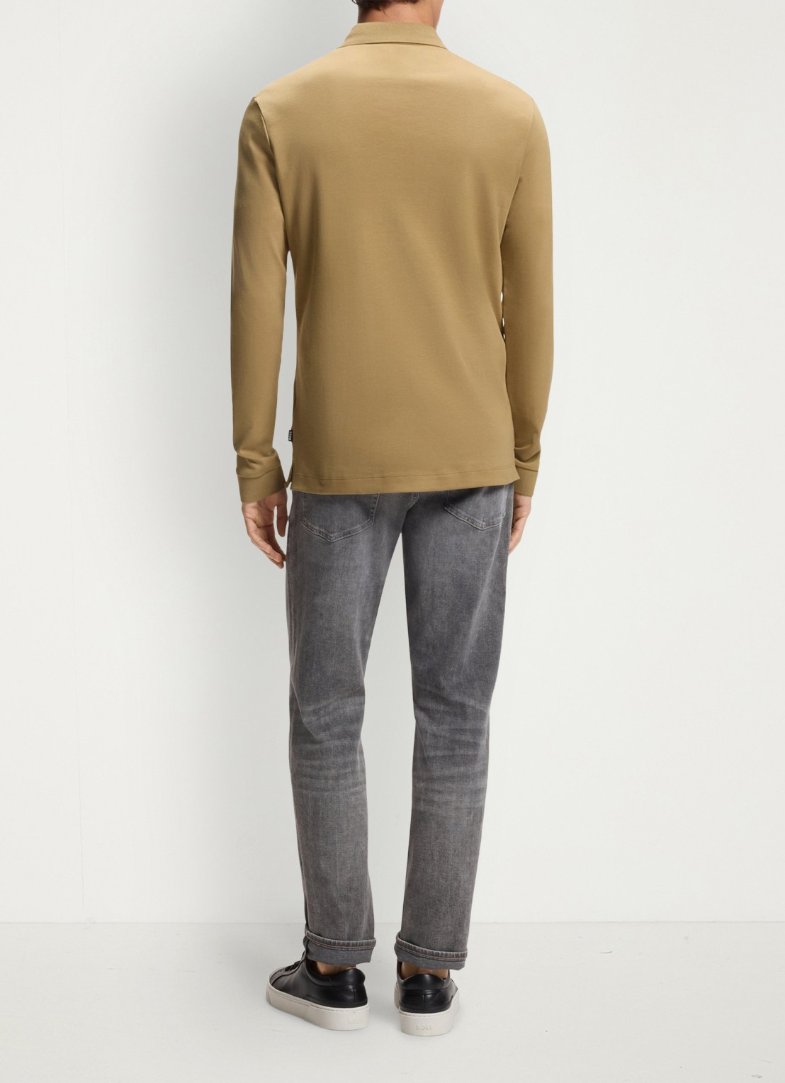 BOSS Pado regular fit polo met logo en stretch  - achterkant 3 donkerbeige