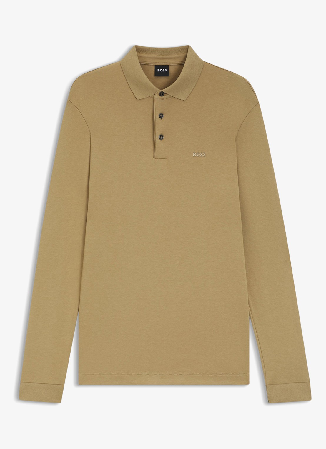 BOSS Pado regular fit polo met logo en stretch  - voorkant 4 donkerbeige