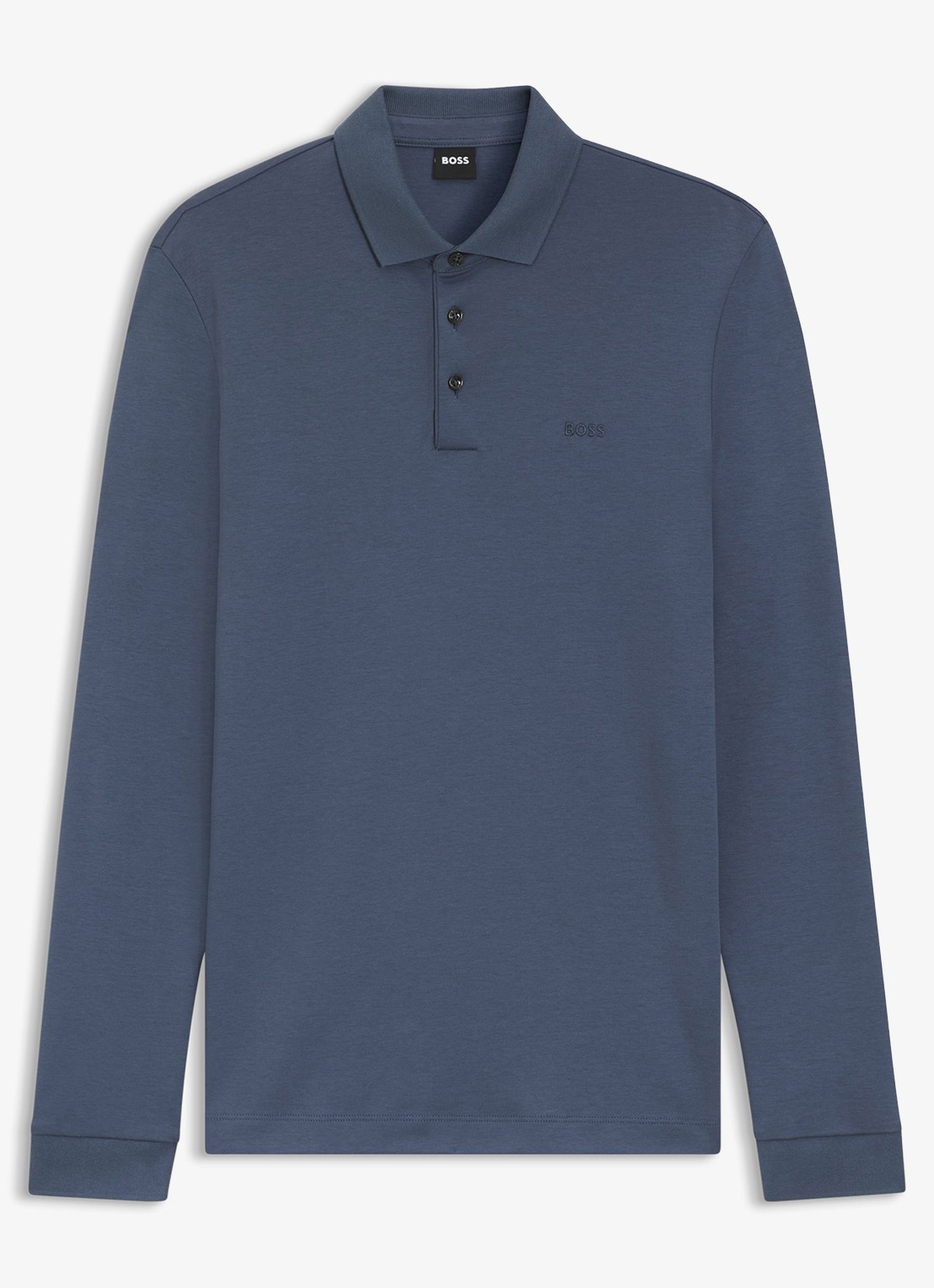 BOSS Pado regular fit polo met logo en stretch  - voorkant blauwgrijs