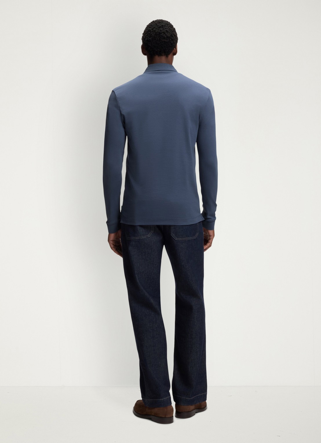 BOSS Pado regular fit polo met logo en stretch  - achterkant 5 blauwgrijs