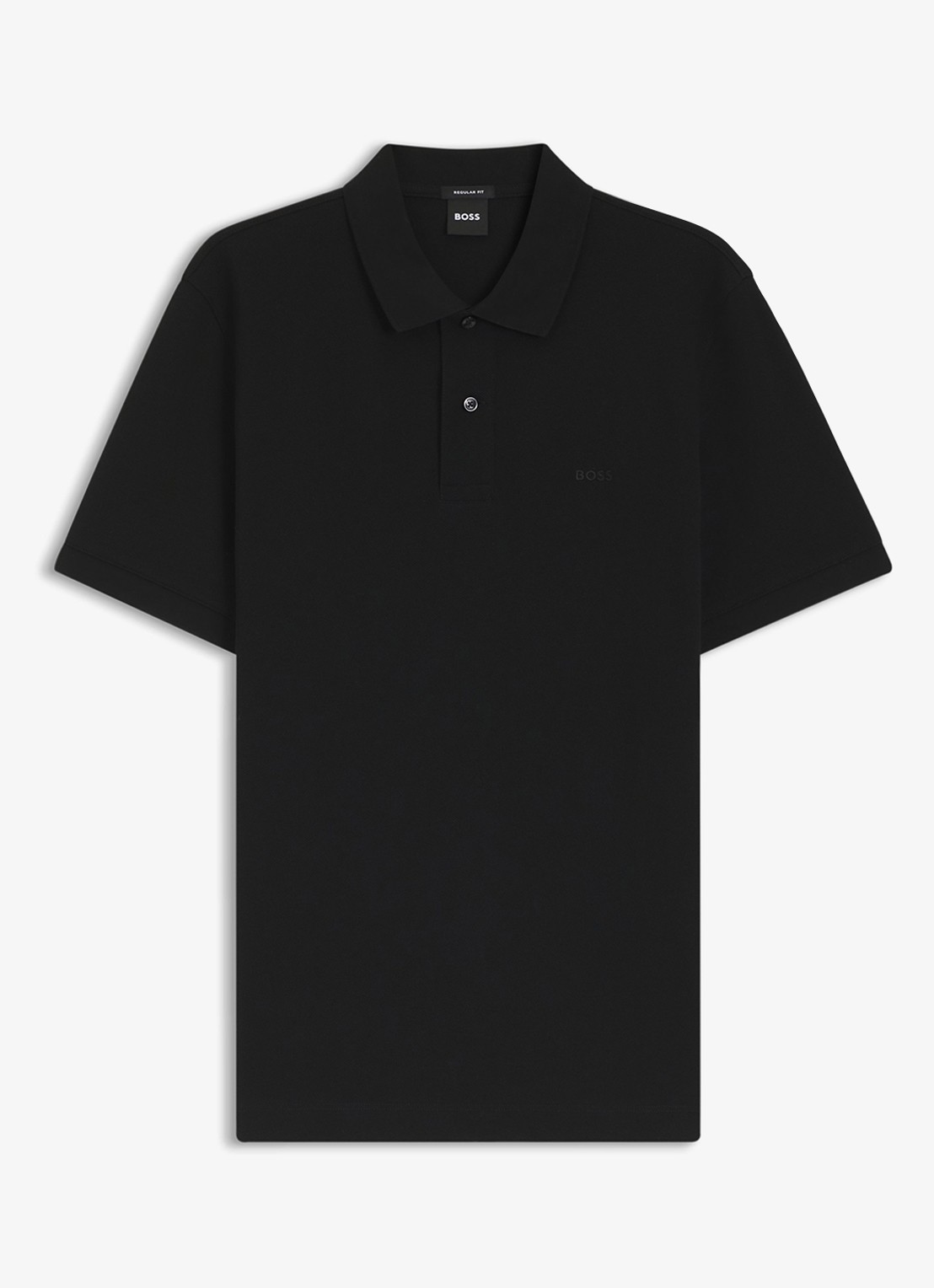 BOSS Pallas-polo van katoenpiqué met logostiksel - voorkant 5 black-001 / zwart