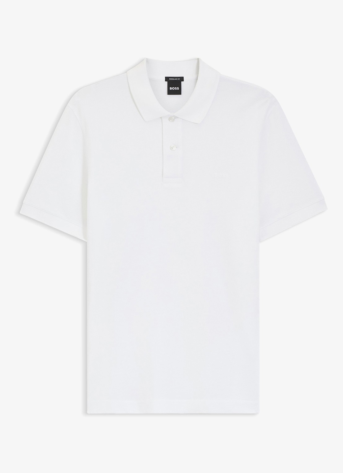 BOSS Pallas-polo van katoenpiqué met logostiksel - voorkant 3 white-100 / wit