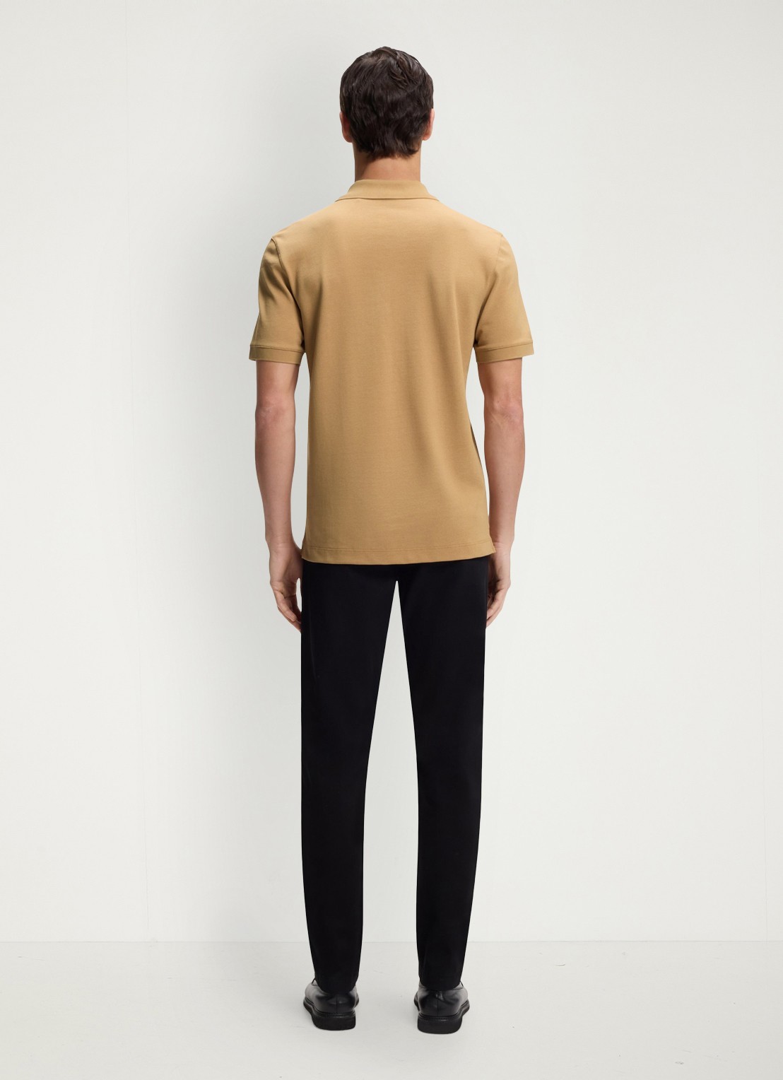 BOSS Pallas-polo van katoenpiqué met logostiksel - achterkant medium beige-260 / beige