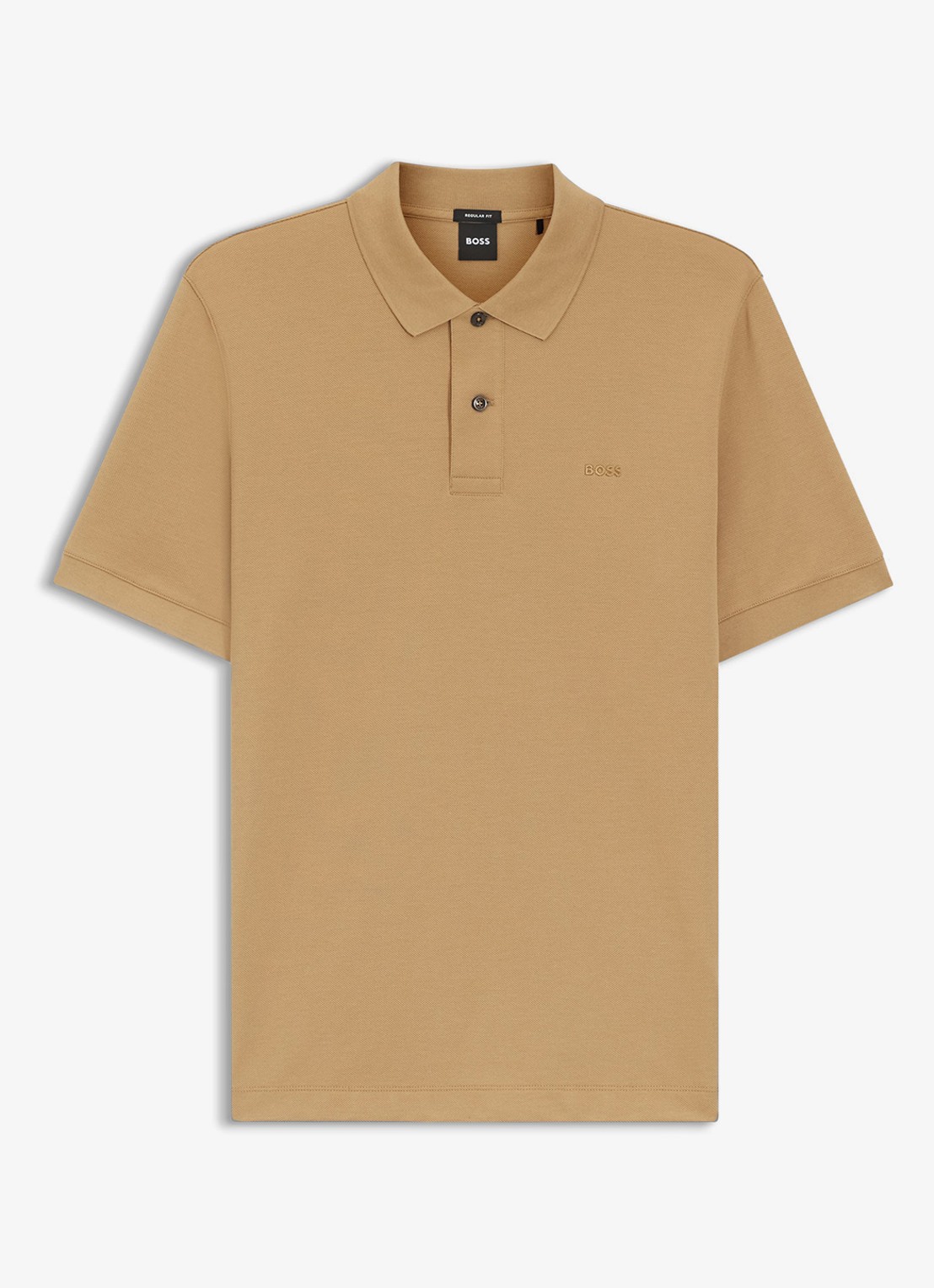 BOSS Pallas-polo van katoenpiqué met logostiksel - voorkant 2 medium beige-260 / beige