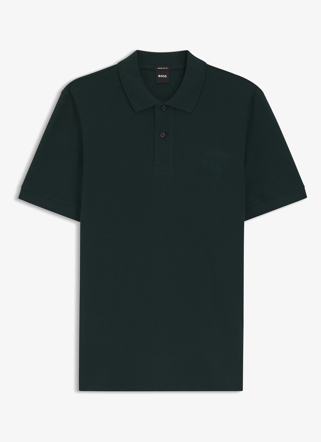 BOSS Pallas-polo van katoenpiqué met logostiksel - voorkant 2 open green-349 / groen
