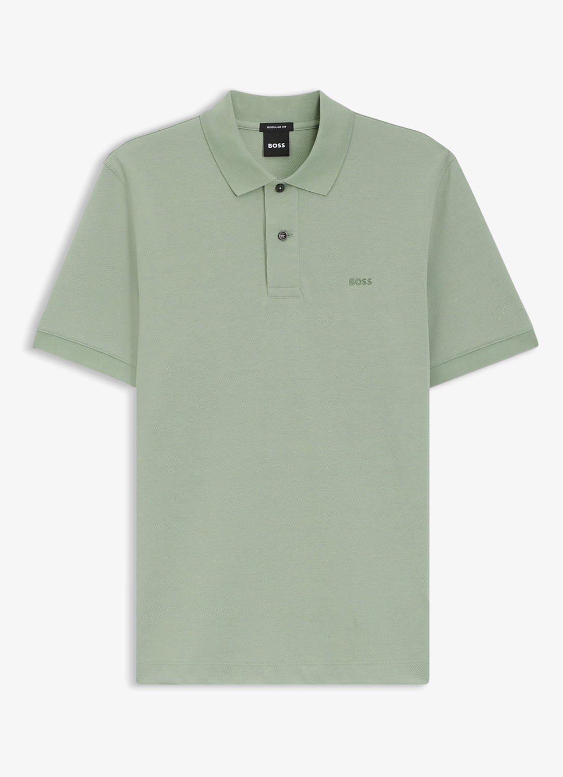 BOSS Pallas-polo van katoenpiqué met logostiksel - voorkant 2 open green-373 / groen
