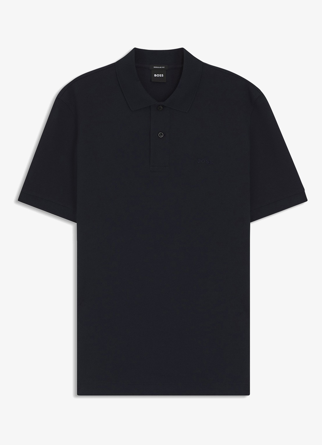 BOSS Pallas-polo van katoenpiqué met logostiksel - voorkant 2 dark blue-404 / blauw