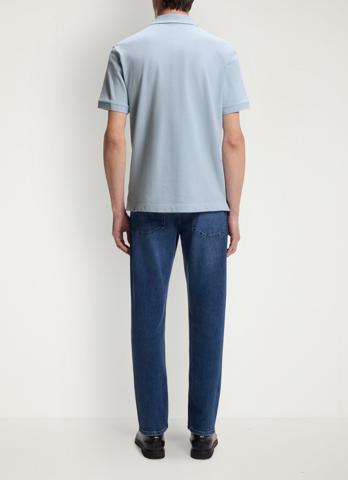 BOSS Pallas-polo van katoenpiqué met logostiksel - achterkant 6 light /pastel blue-450 / lichtblauw