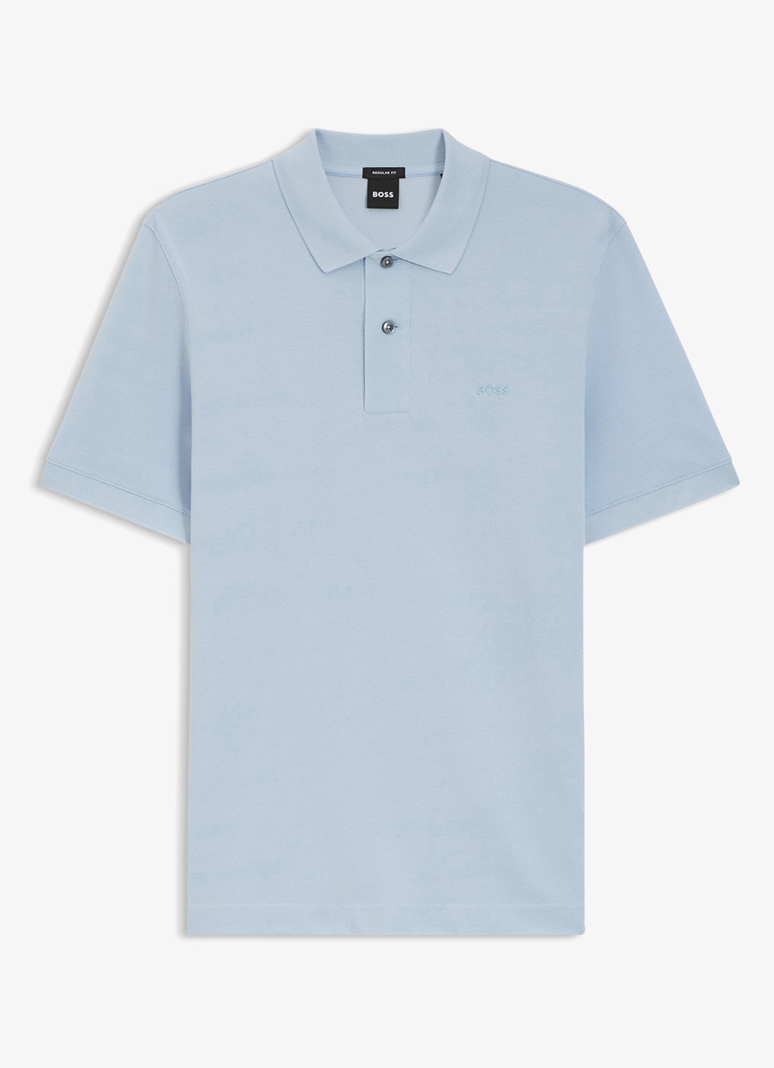 BOSS Pallas-polo van katoenpiqué met logostiksel - voorkant light /pastel blue-450 / lichtblauw