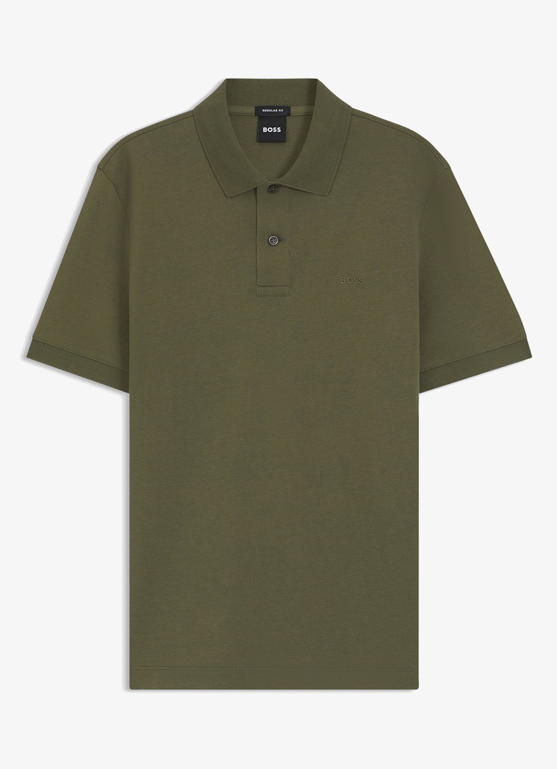 BOSS Pallas-polo van katoenpiqué met logostiksel - voorkant 2 open green-347 / groen