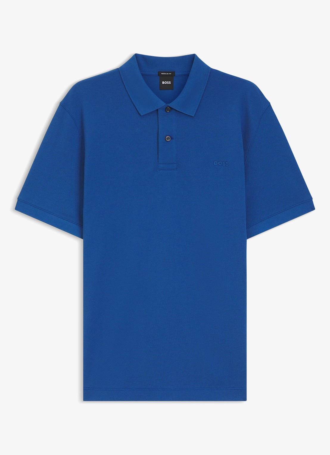 BOSS Pallas-polo van katoenpiqué met logostiksel - voorkant 4 medium blue-429 / blauw