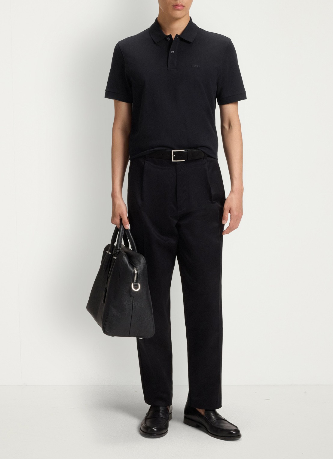 BOSS Pallas regular fit polo van piqué katoen - voorkant 3 zwart