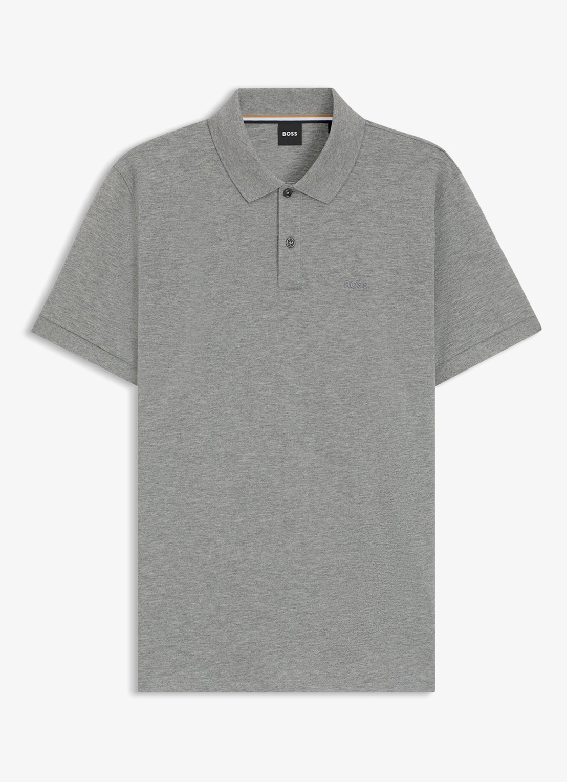 BOSS Pallas regular fit polo van piqué katoen - voorkant 4 grijsmele