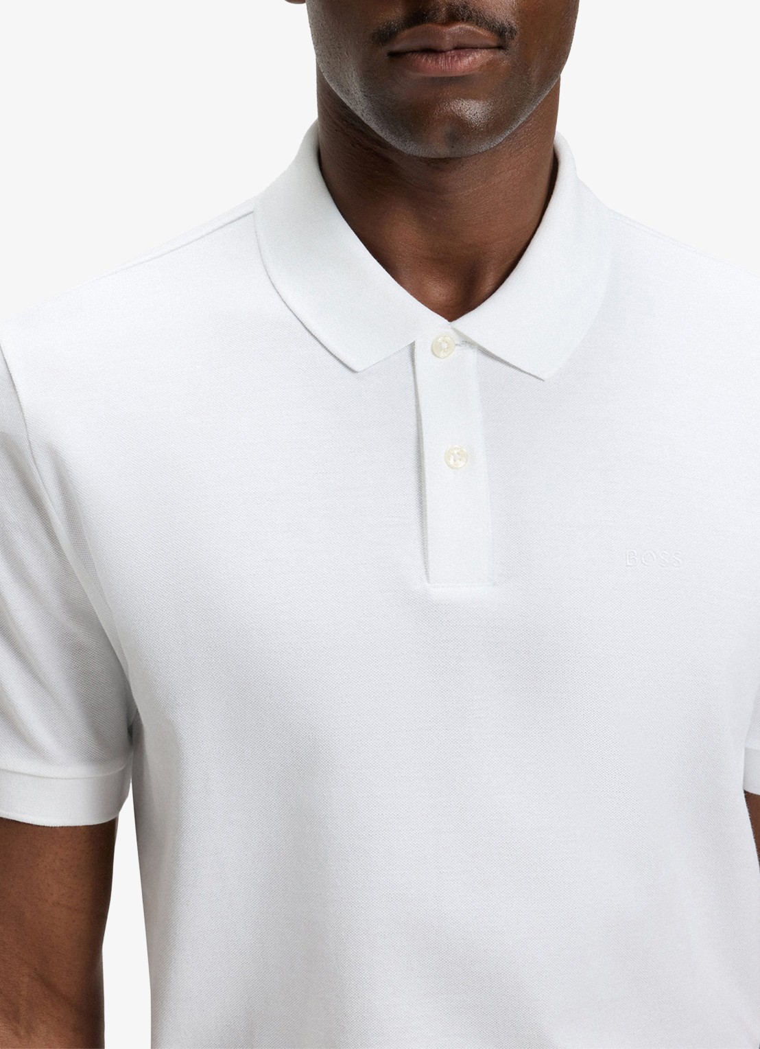 BOSS Pallas regular fit polo van piqué katoen - detail 5 wit