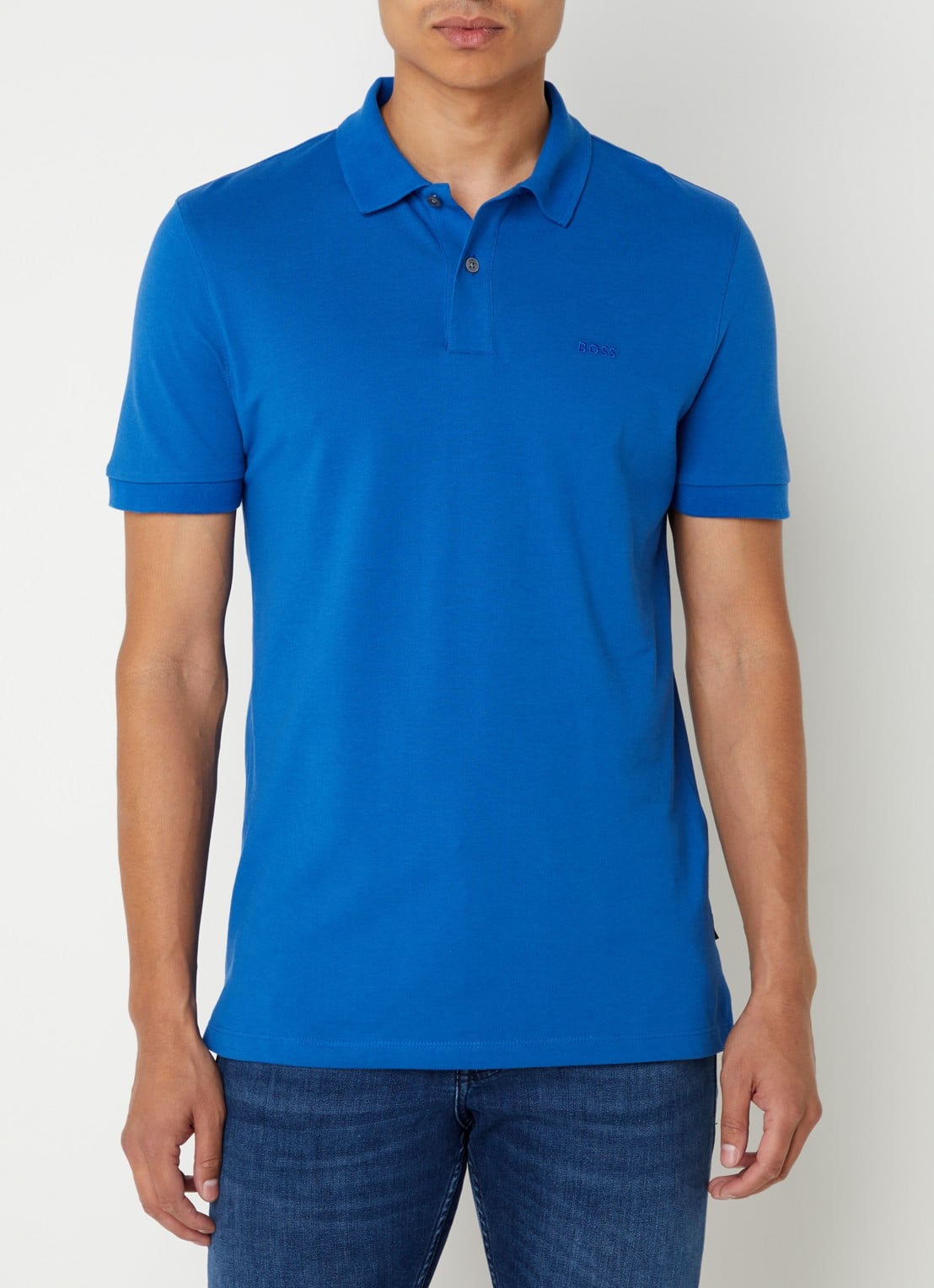 BOSS Pallas regular fit polo van piqué katoen - detail 2 blauw