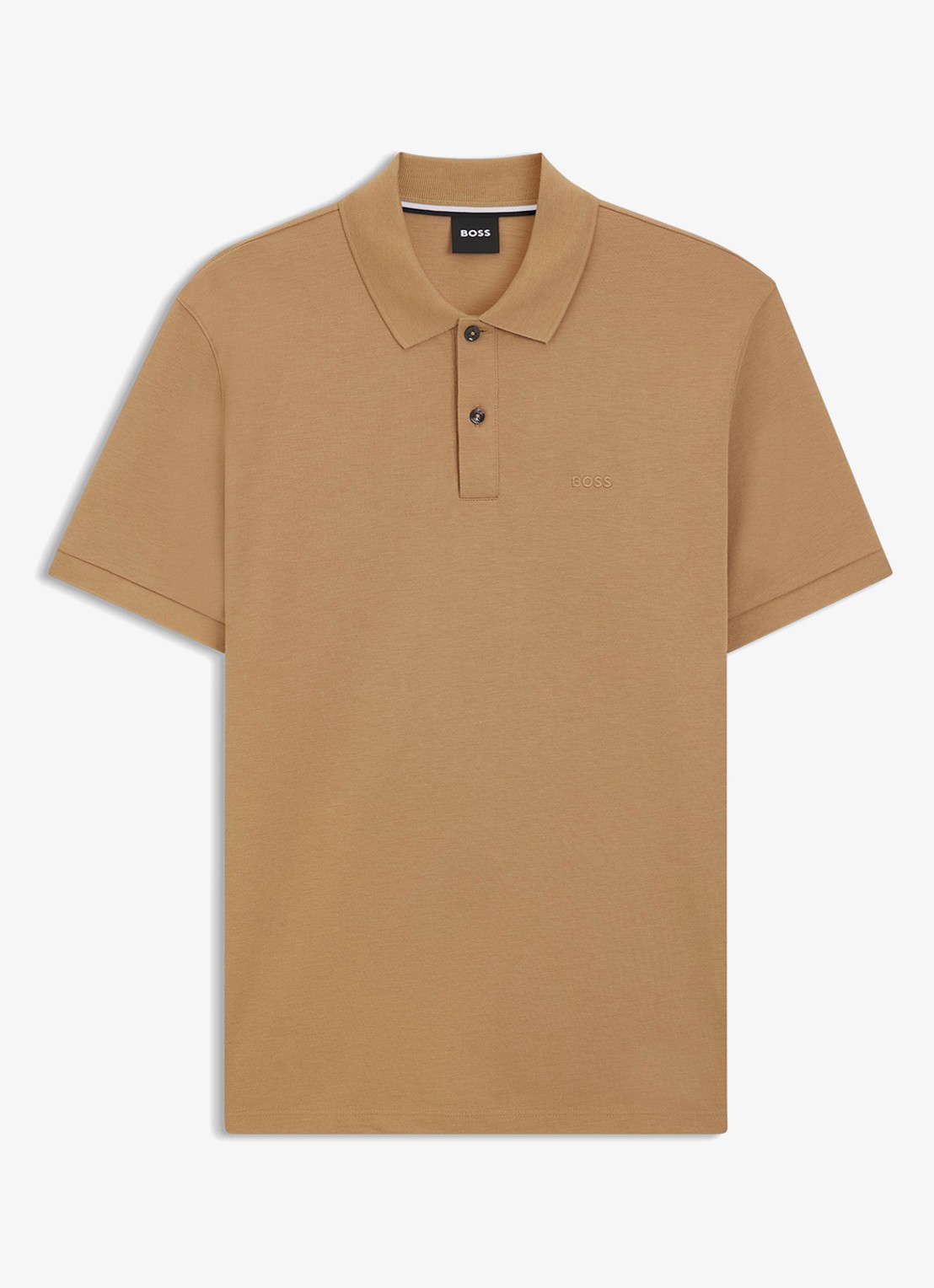BOSS Pallas regular fit polo van piqué katoen - voorkant 3 creme