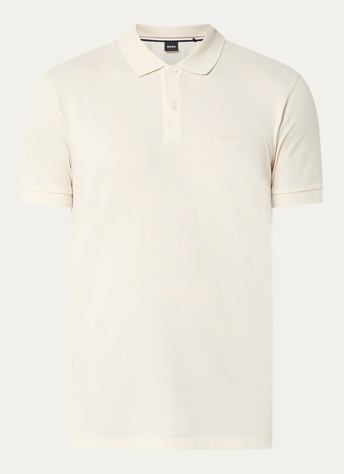 BOSS Pallas regular fit polo van piqué katoen - voorkant 3 gebroken wit