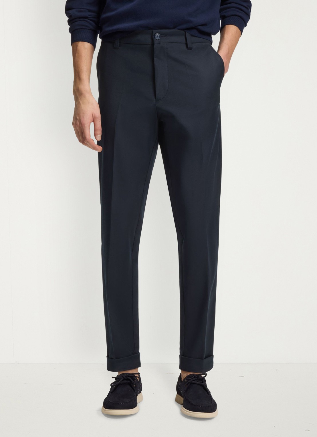 BOSS Pantalon met steekzakken - detail 4 donkerblauw