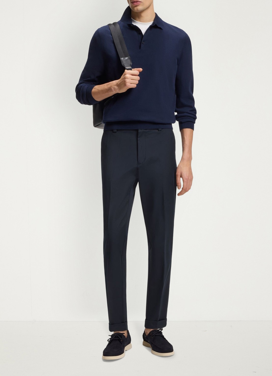 BOSS Pantalon met steekzakken - voorkant 3 donkerblauw