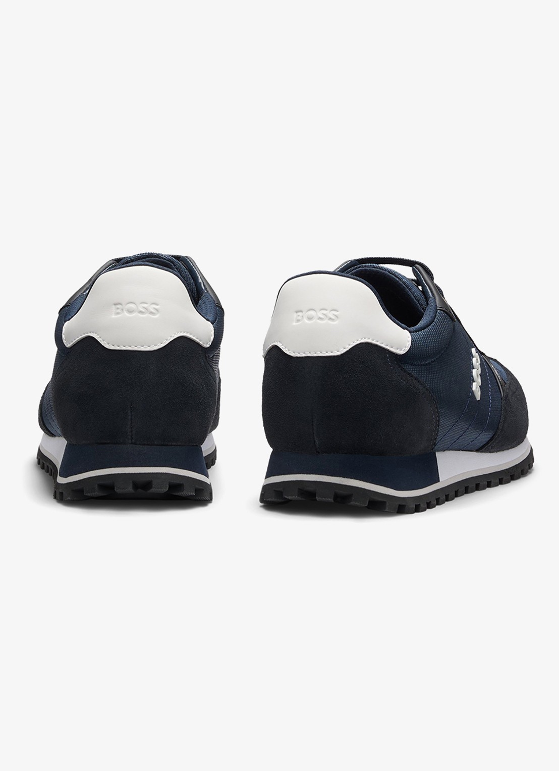 BOSS Parkour sneaker met suède details  - achterkant 5 donkerblauw