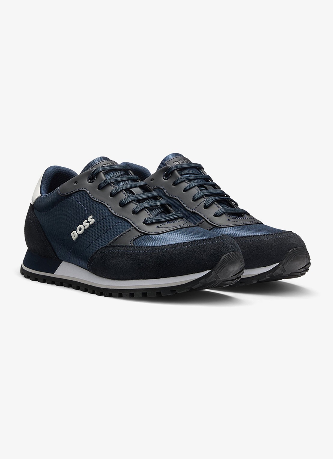 BOSS Parkour sneaker met suède details  - detail 3 donkerblauw