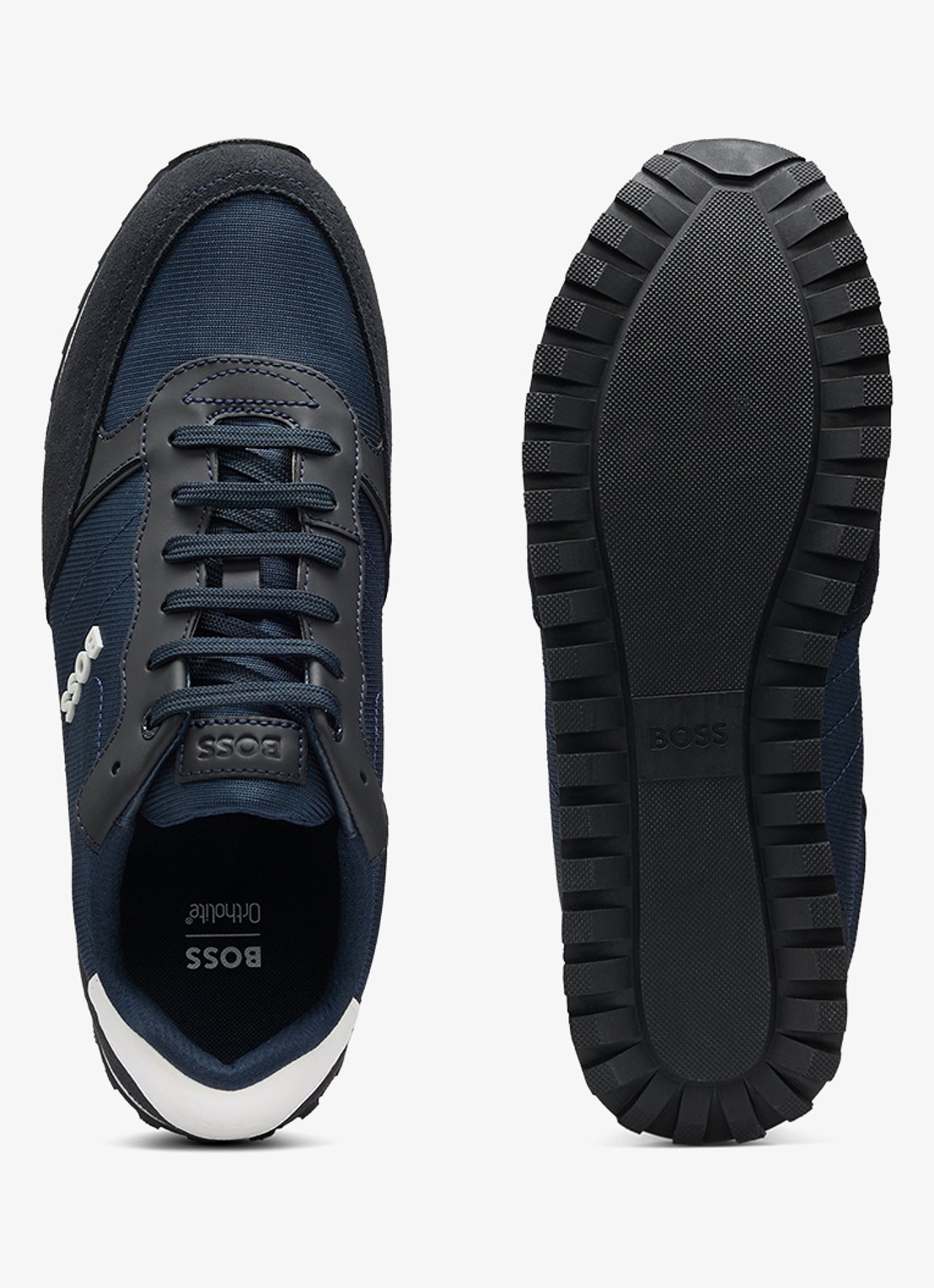 BOSS Parkour sneaker met suède details  - detail 4 donkerblauw