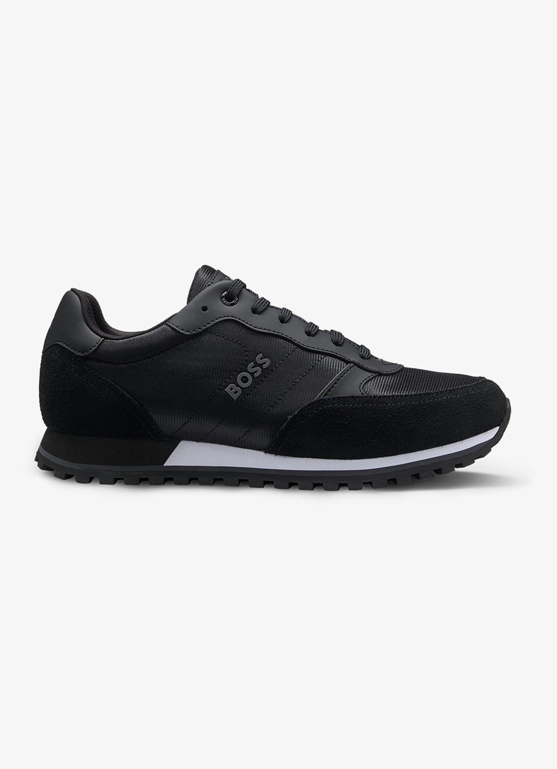 BOSS Parkour sneaker met suède details  - voorkant 4 zwart