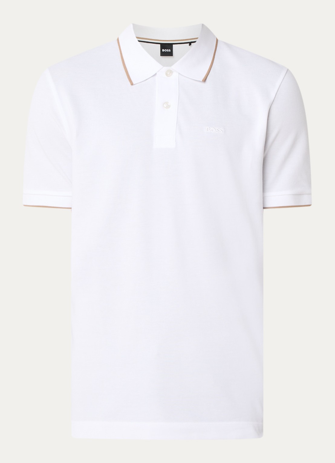 BOSS Parlay regular fit polo met logo - voorkant white-100 / wit