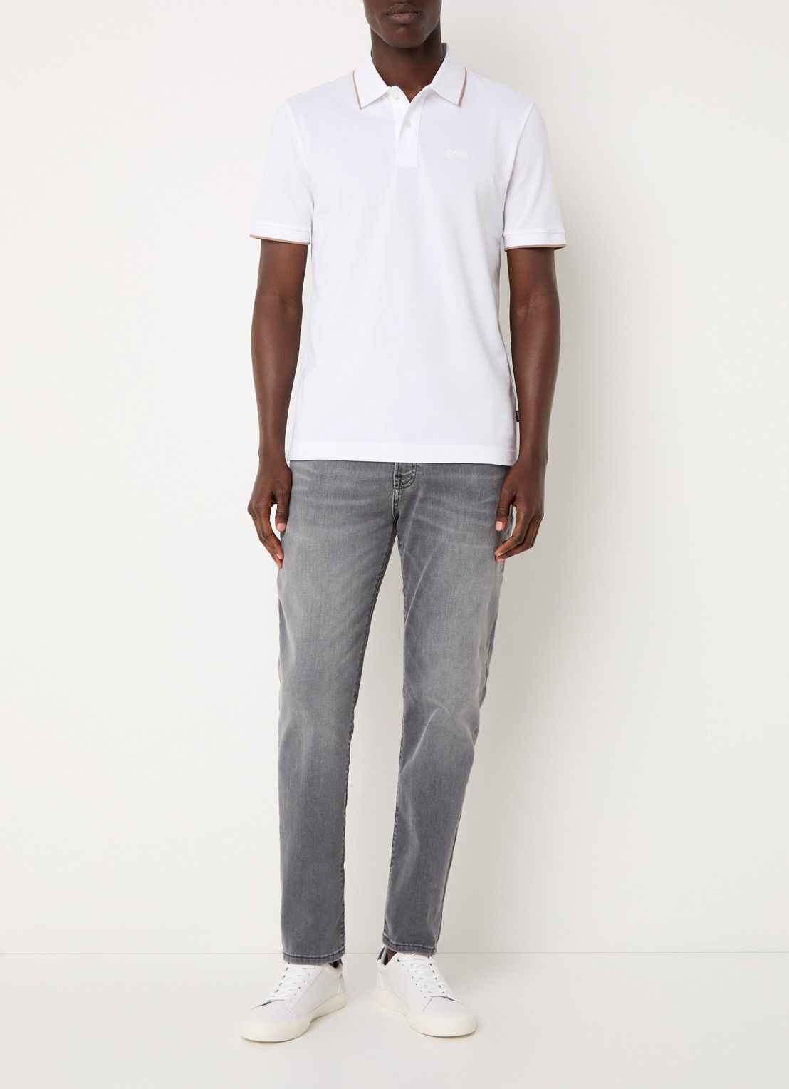 BOSS Parlay regular fit polo met logo - voorkant 2 white-100 / wit