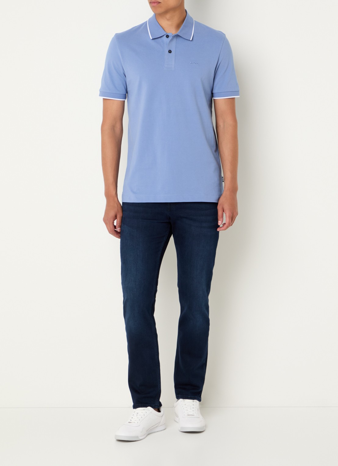 BOSS Parlay regular fit polo met logo - voorkant 3 light /pastel blue-459 / blauw