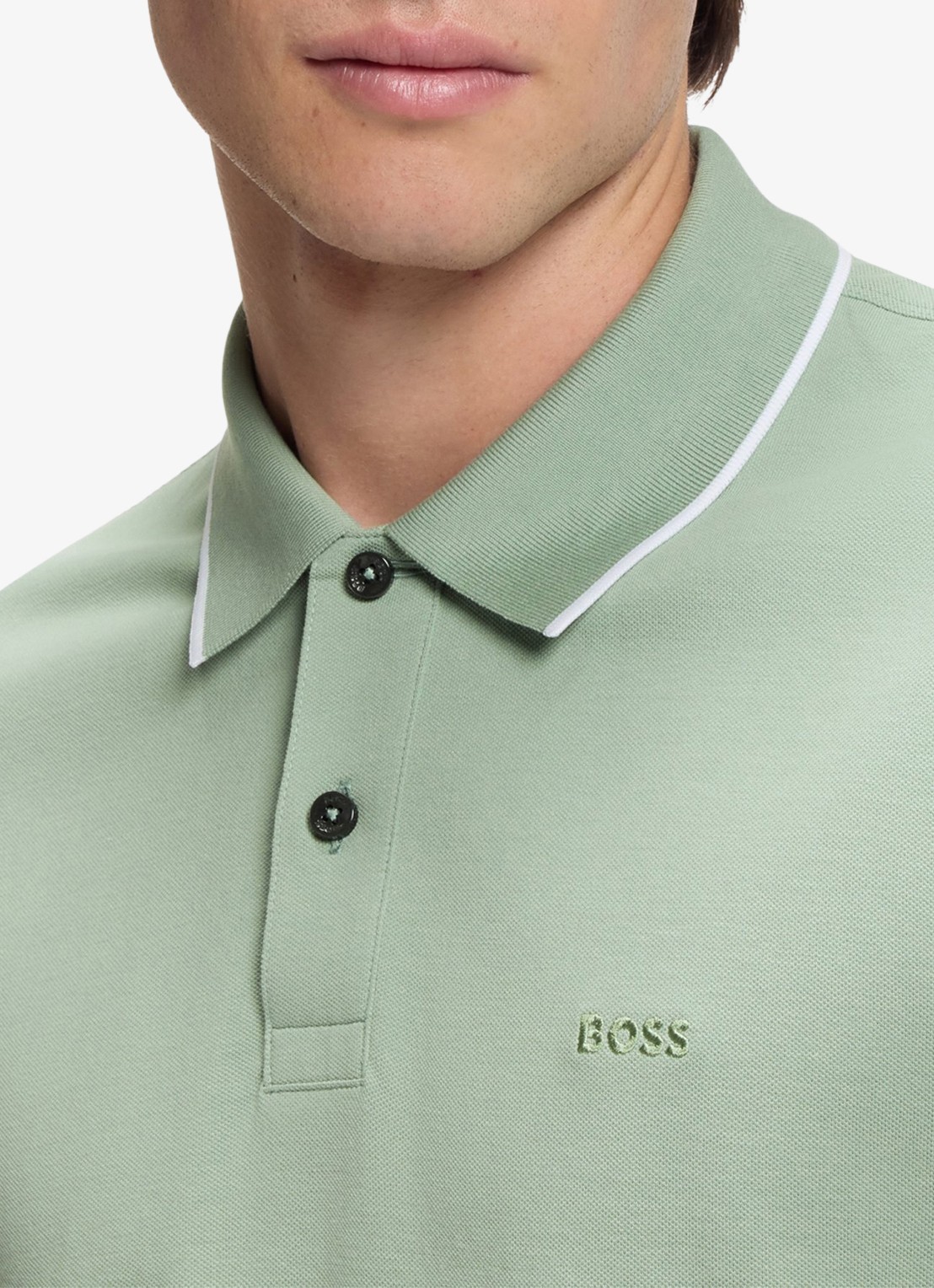 BOSS Parlay regular fit polo met logo - detail 5 open green-373 / groen