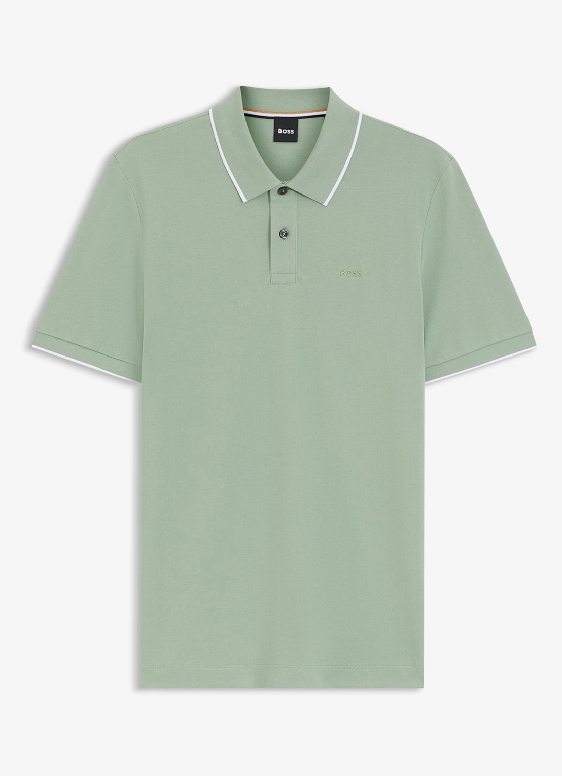 BOSS Parlay regular fit polo met logo - voorkant open green-373 / groen