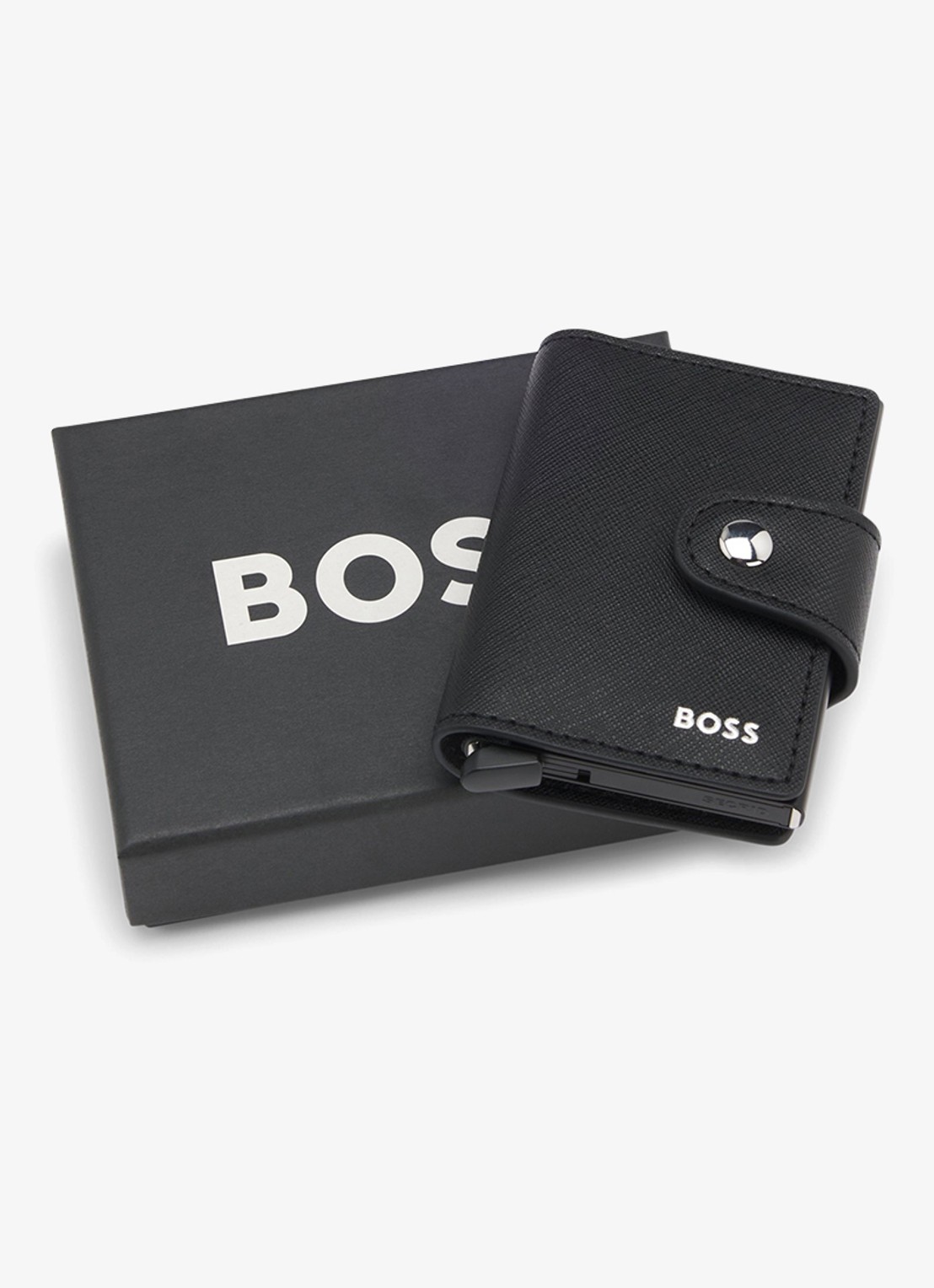 BOSS Pasjeshouder van leer met logo - detail 3 zwart