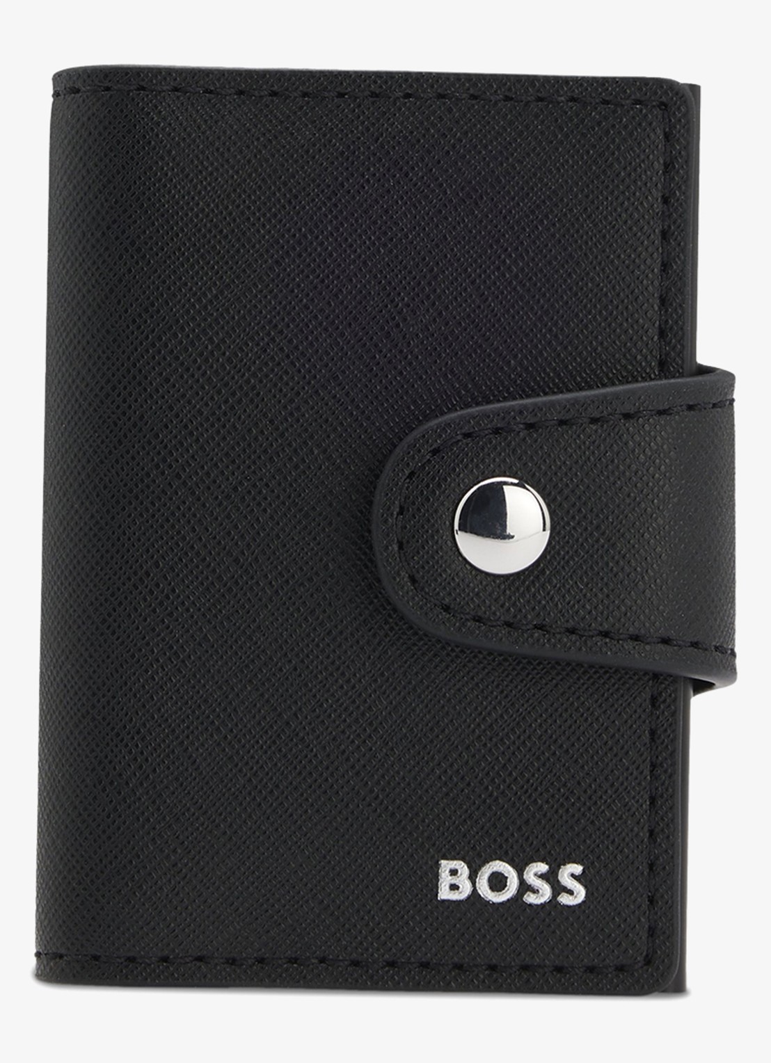 BOSS Pasjeshouder van leer met logo - voorkant zwart