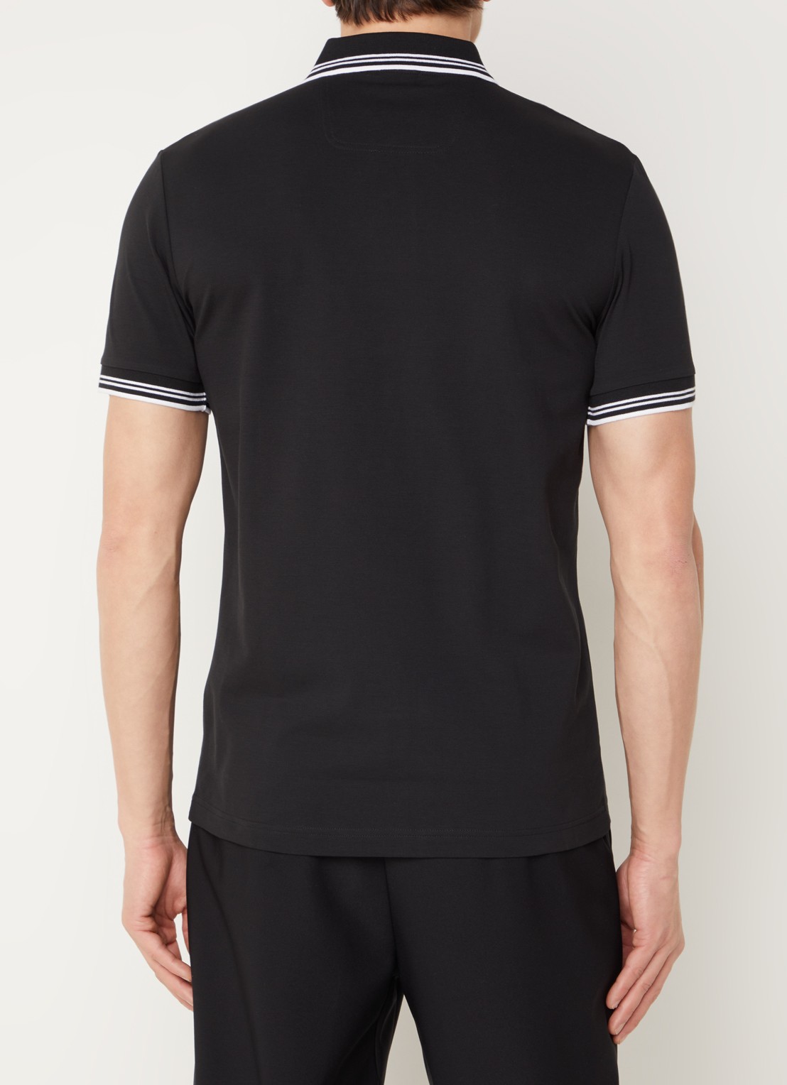 BOSS Paul slim fit polo van piqué katoen met logo - achterkant 3 zwart