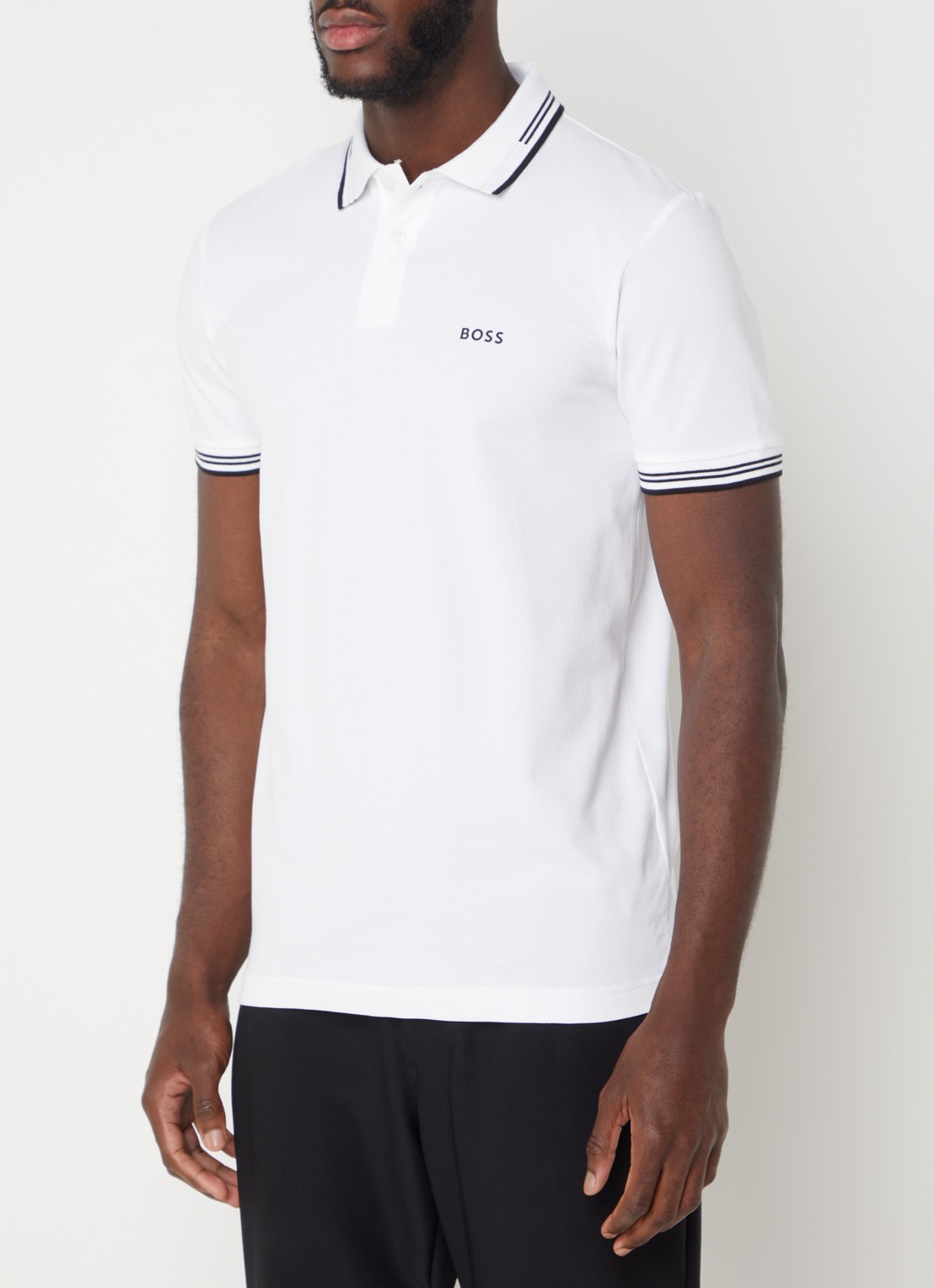 BOSS Paul slim fit polo van piqué katoen met logo - detail 2 wit