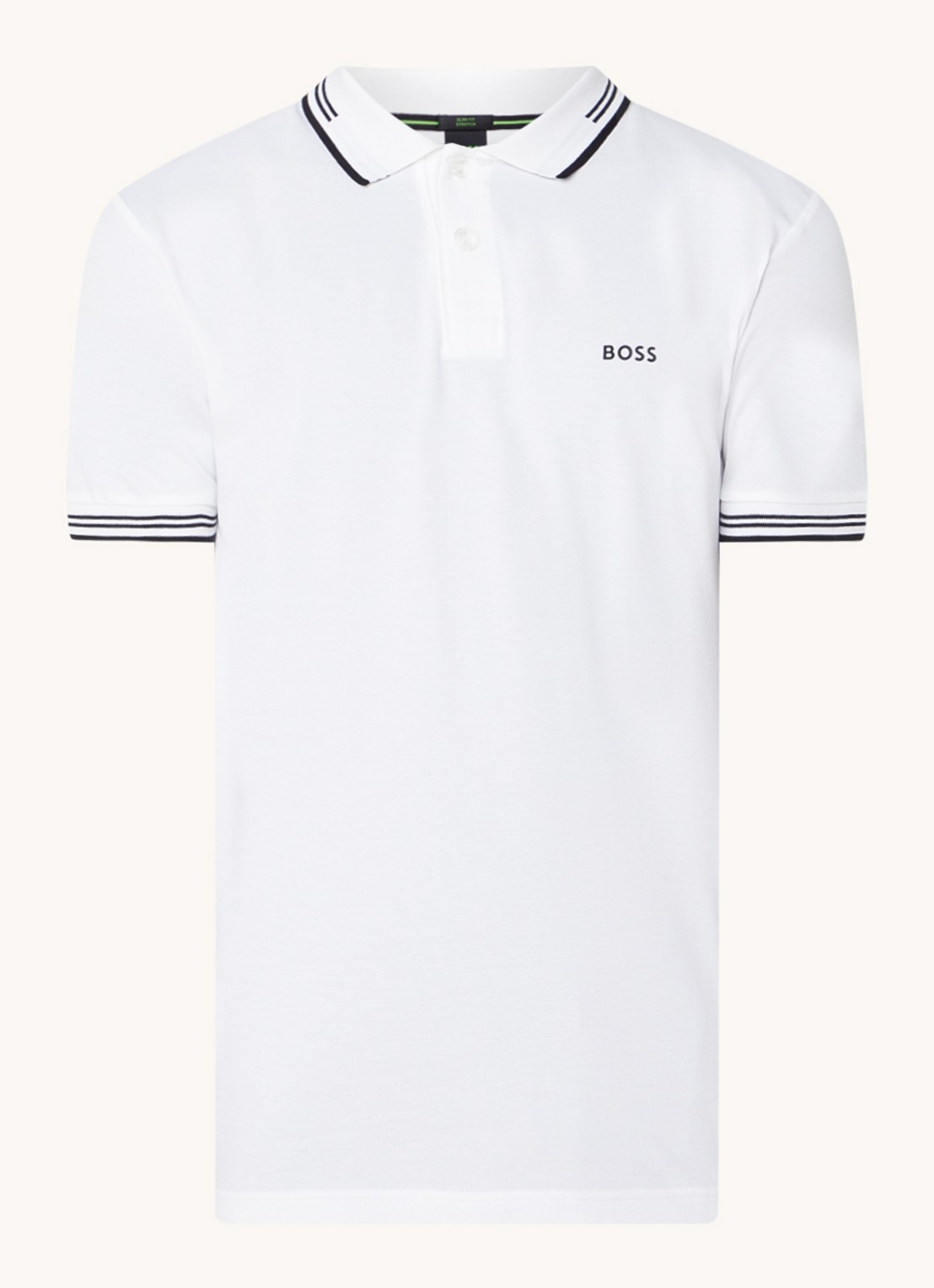 BOSS Paul slim fit polo van piqué katoen met logo - voorkant 3 wit